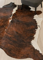 Dark White Spine Belly Brindle Cowhide Rug (Size: 210 X 190 CM) CHR1896