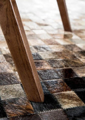 Tricolor Block Cowhide Patchwork Rug