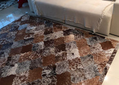 Salt & Pepper Bari Block Cowhide Patchwork Rug