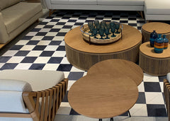 Two Tone Linha Block Cowhide Patchwork Rug