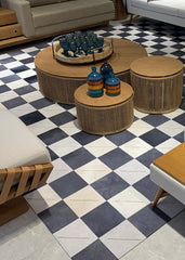 Two Tone Linha Block Cowhide Patchwork Rug