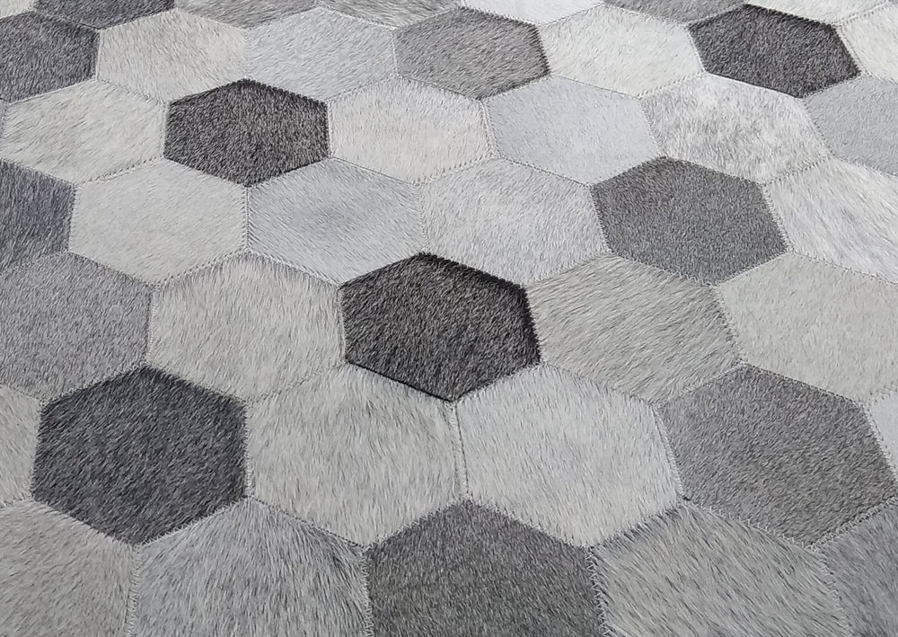 Grey Diamond Cowhide Patchwork Rug