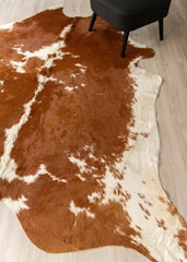 Brown And White Cowhide Rug (Size: 250 X 200 CM) CHR1934