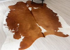 Brown And White Cowhide Rug (Size: 230 X 200 CM) CHR1924