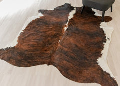Dark White Spine Belly Brindle Cowhide Rug (Size: 210 X 190 CM) CHR1896