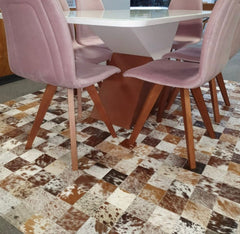 Salt & Pepper Brown And White Block Cowhide Patchwork Rug