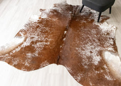 Salt Pepper Brown & White Cowhide Rug (Size: 230 X 220 CM) CHR1833