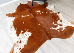 Brown And White Cowhide Rug (Size: 230 X 200 CM) CHR1836