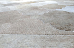 Beige And Cream Bari Block Cowhide Patchwork Rug