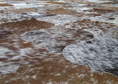 Salt & Pepper Bari Block Cowhide Patchwork Rug