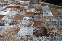 Salt & Pepper Bari Block Cowhide Patchwork Rug