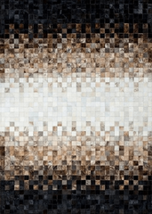 Tricolor Block Cowhide Patchwork Rug