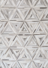 Grey And Cream Triangle Block Cowhide Patchwork Rug