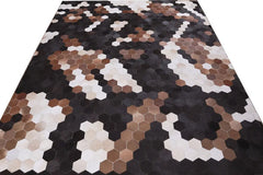 Tricolor Diamond Cowhide Patchwork Rug